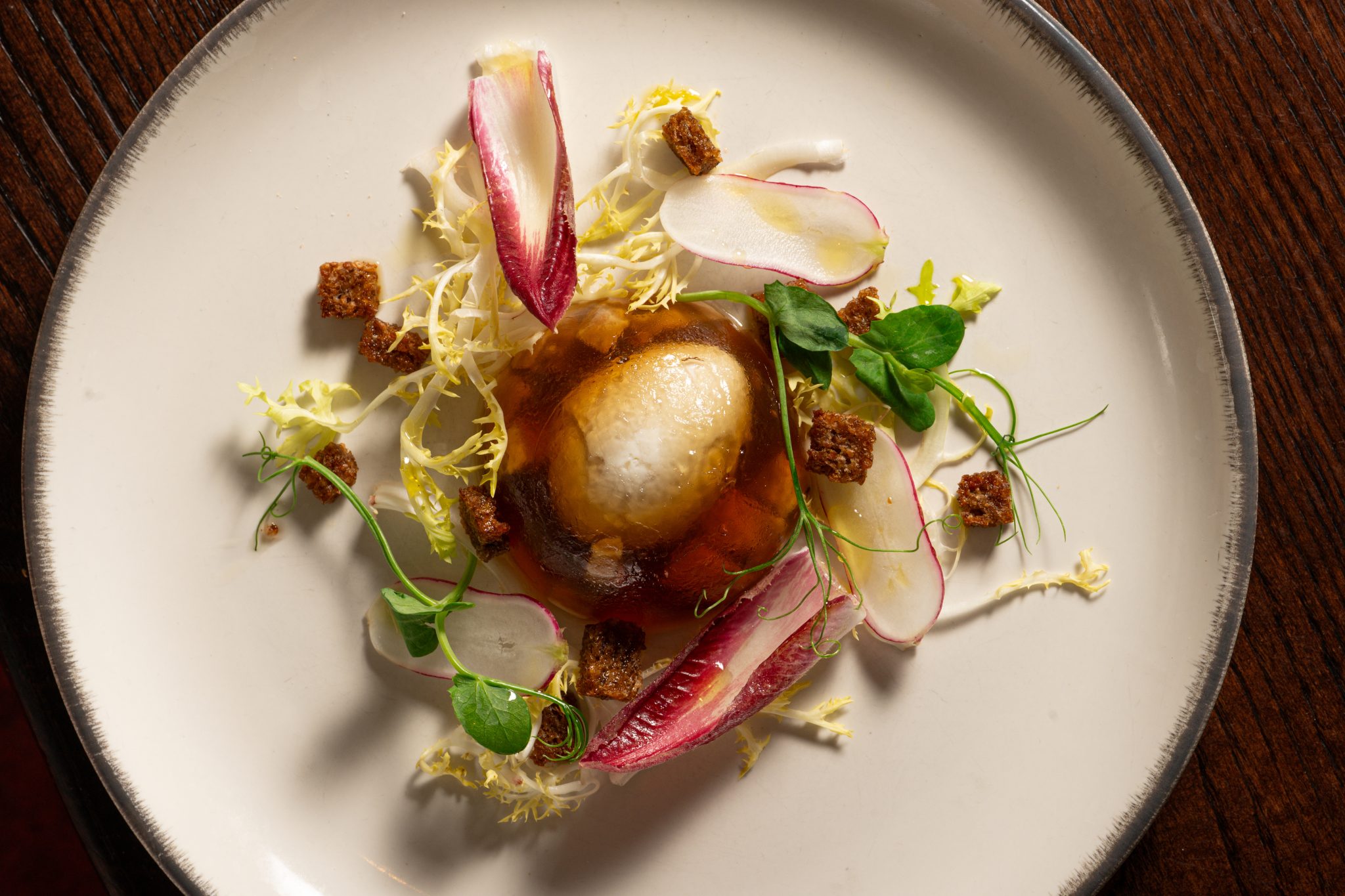 Jugged Hare Pheasant egg and pancetta aspic